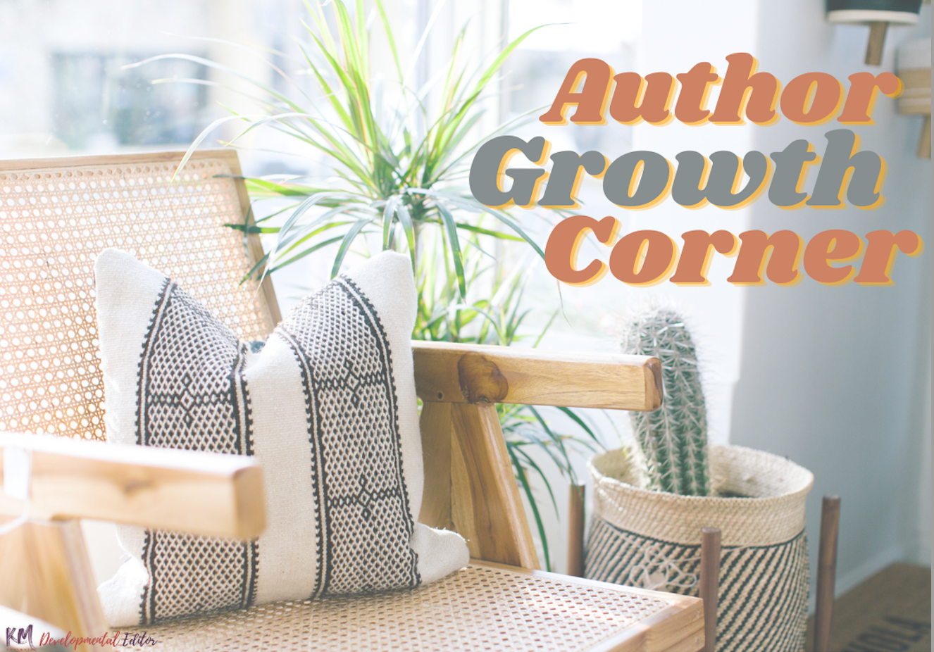 Image of chair and plant with text "Author Growth Corner" 