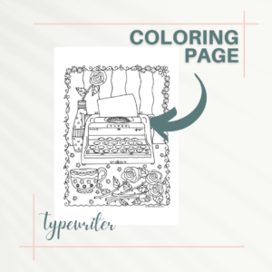 Sample image of Typewriter coloring page for Katie McCoach/KM Editorial Shop